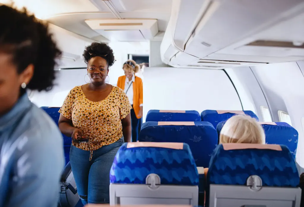 Passengers boarding plane