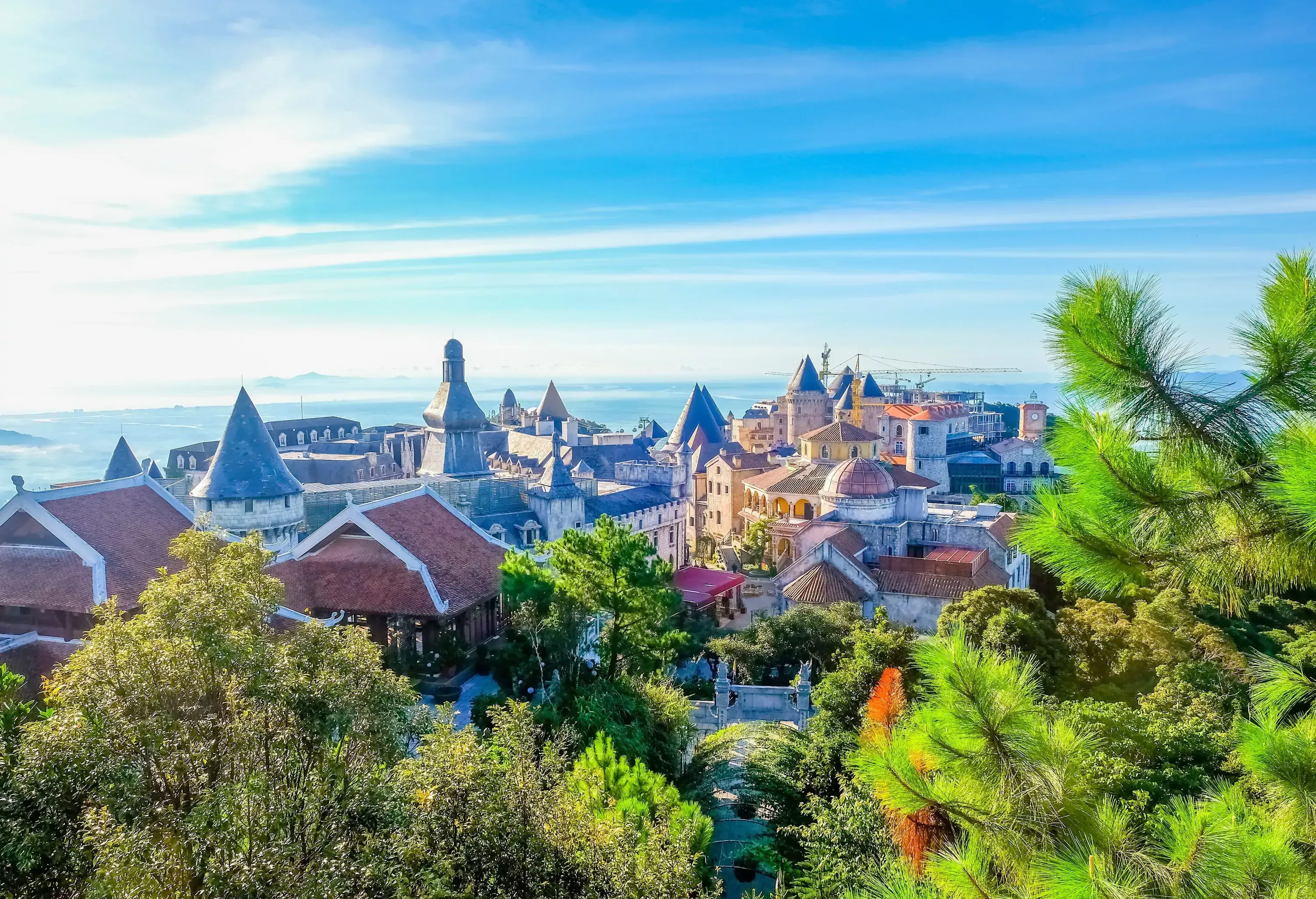 Castles in an ancient village crowned on the top of a hill.