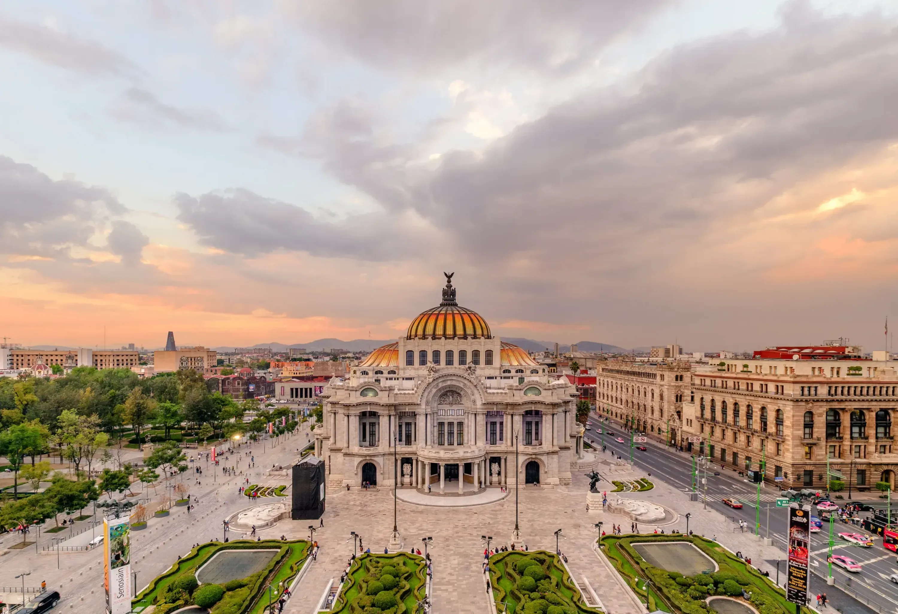 Palacio de Bellas Artes (Palace of Fine Arts) is a prominent cultural center in Mexico City, Mexico. It is located on the west side of the historic center of Mexico City next to the Alameda Central park.