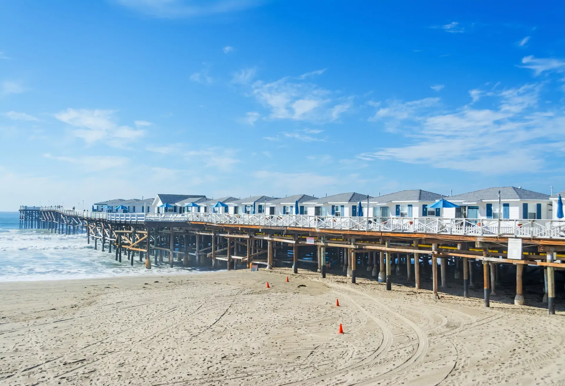 Wooden pier in Pacific Beach, San Diego. Southern California, USA