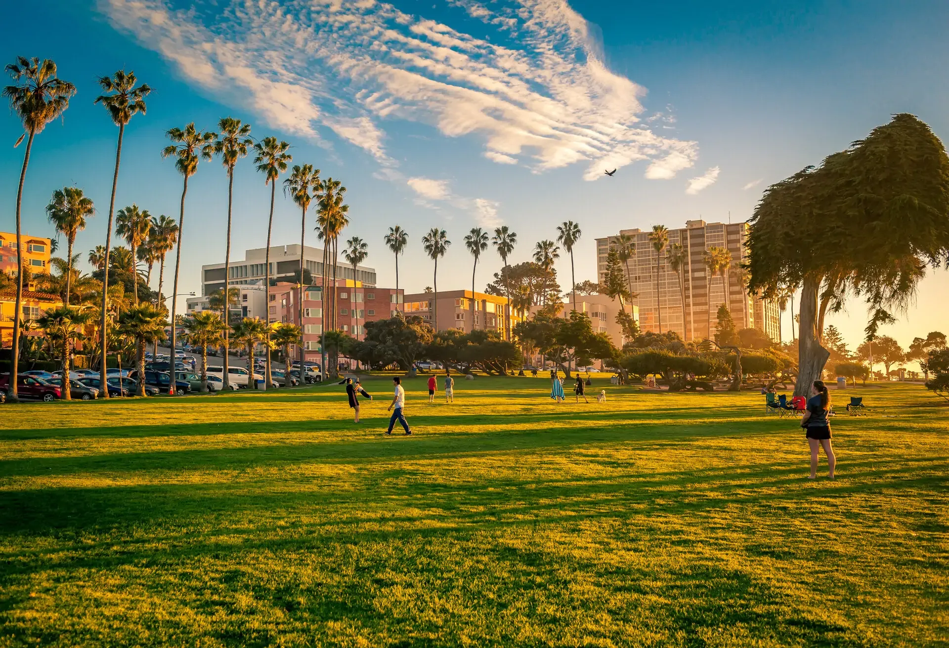 sunset at La Jolla beach park, San Diego, California.