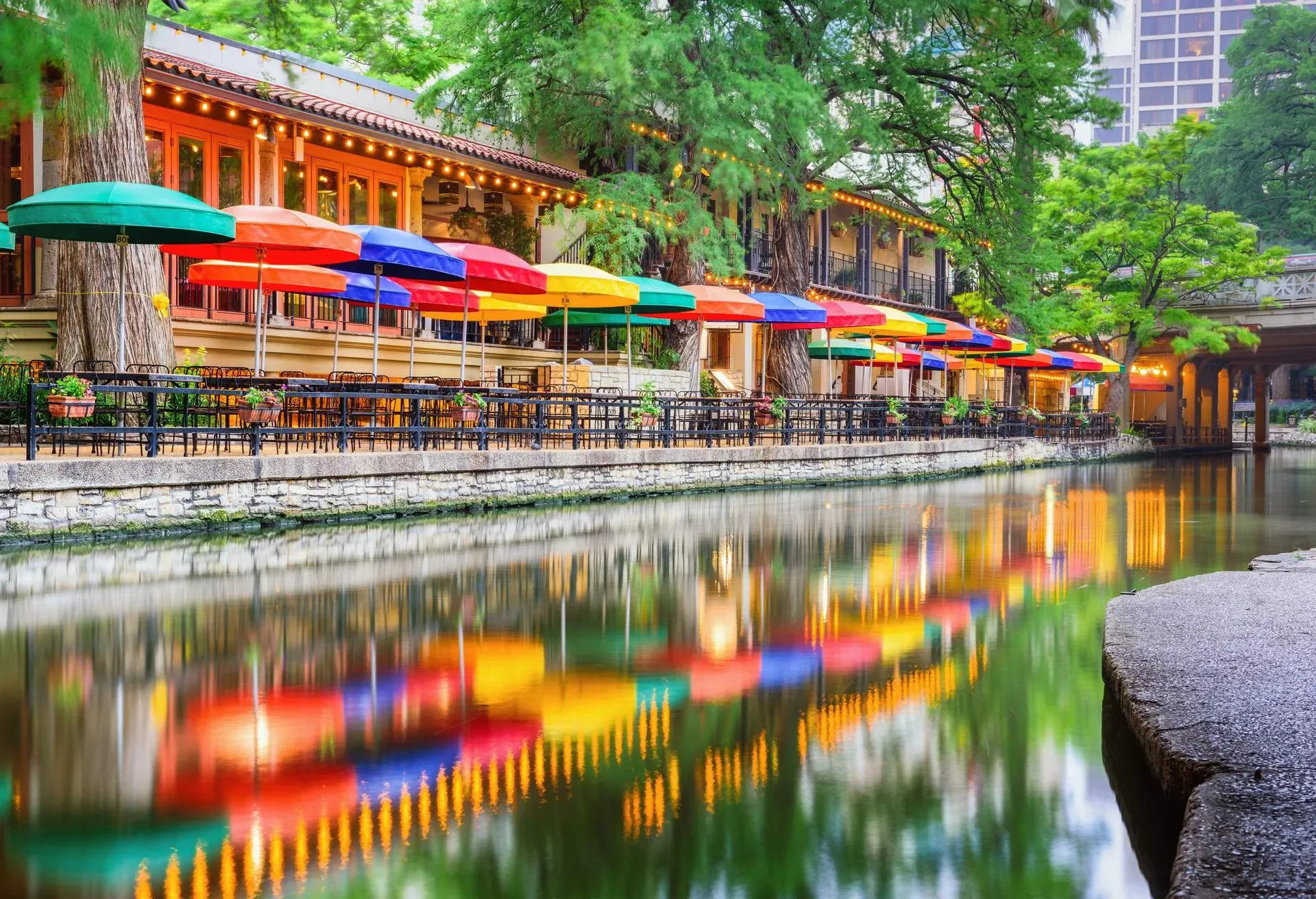 San Antonio, Texas, USA cityscape at the Riverwalk.