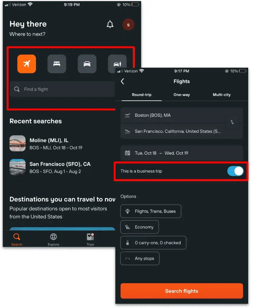 Searching on mobile