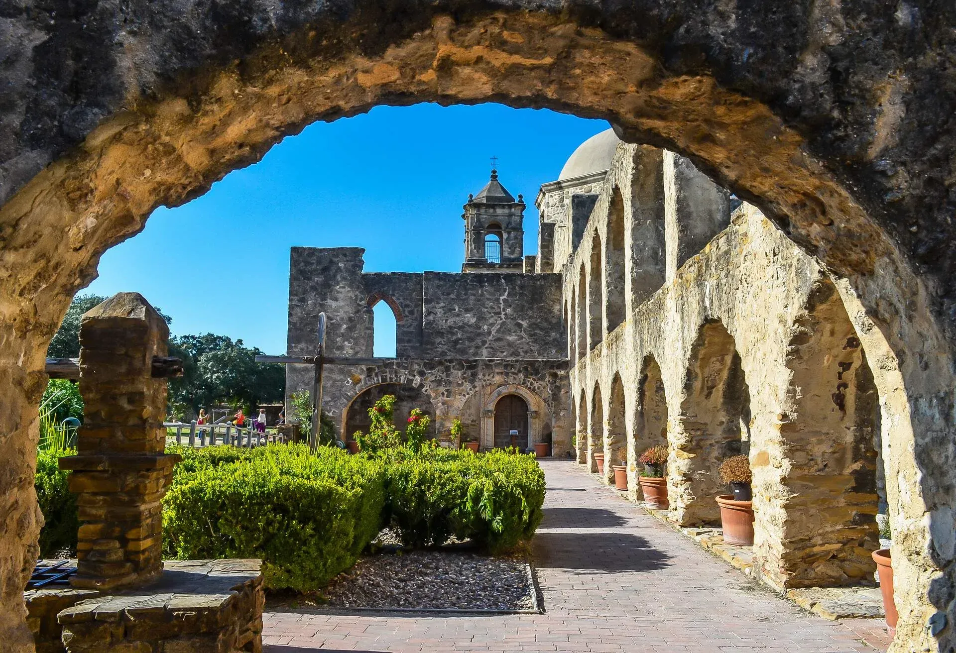 Soon after the building of the Alamo, a second mission was founded in 1720 about five miles downstream. Named San Jose, this new mission was established by Fray Antonio Margil de Jesus, who had previously left a failed mission in East Texas. A model among the Texas missions, San Jose gained a reputation as a major social and cultural center. Among the San Antonio missions, it also provided the strongest garrison against raids from Indians.