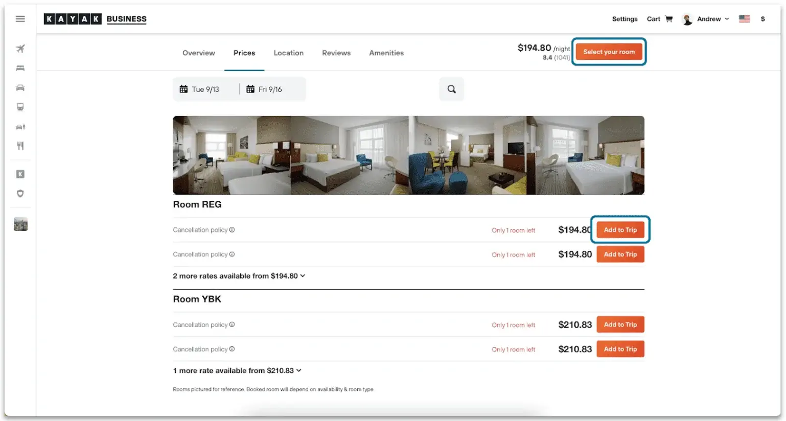 K4B Select your room