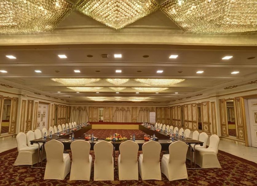 Pearl Continental Hotel, Bhurban meeting hall with long conference table and chandelier ceiling