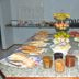 Hotel Blue Star II in Foz do Iguaçu breakfast buffet with pastries, fruit, juice and cups