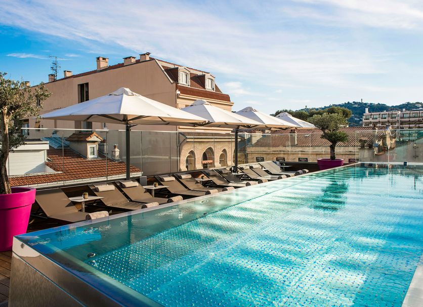 Five Seas by Inwood Hotels, Cannes rooftop pool with sun loungers and sea view