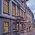 Tailormade Hotel Rüden Schaffhausen on a historic street in Schaffhausen at dusk