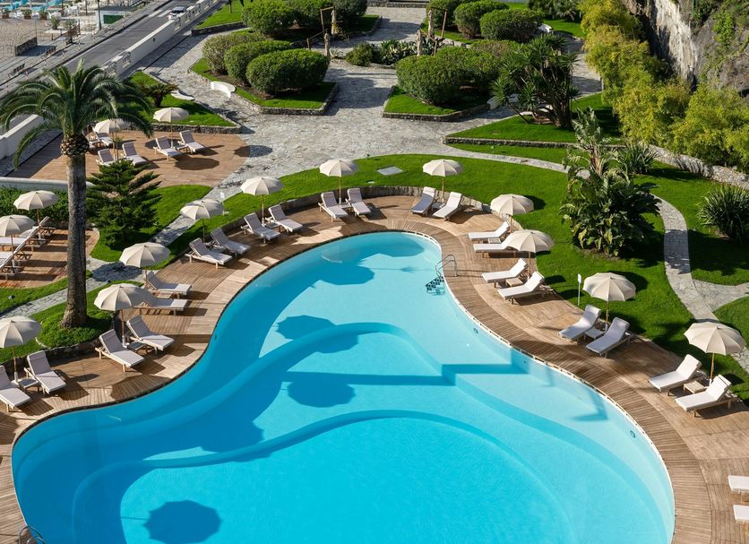 Grand Hotel Miramare in Santa Margherita Ligure with a pool, landscaped gardens, and sea view