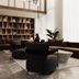 Metcalfe Montreal lobby lounge in Montreal with seating, bookshelf wall and tall windows