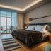 Balvanyos Resort room in Baile Balvanyos with balcony doors and mountain view