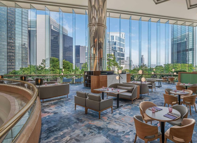 JW Marriott Hotel Hong Kong lounge with floor-to-ceiling city views in Hong Kong