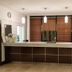 Ashbourne House Hotel in Ashbourne reception desk with pendant lights and wood blinds