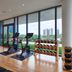 citizenM Miami World Center gym with exercise bikes, treadmills and city views in Miami