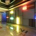 Daegu Innovalley lobby with colorful neon wall lights and polished floor in Daegu