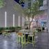 Outdoor courtyard seating at City Express Plus by Marriott Ciudad de México Reforma El Ángel in Mexico City