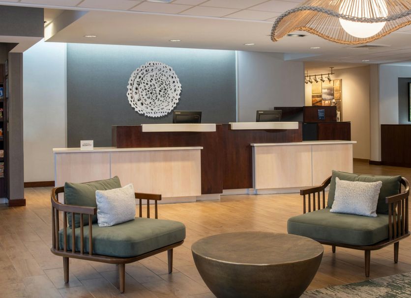 Fairfield Inn & Suites by Marriott Tampa Westshore/Airport lobby with seating and front desk