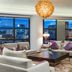 Hilton Kyiv luxury lounge with city skyline views and a fireplace in Kyiv