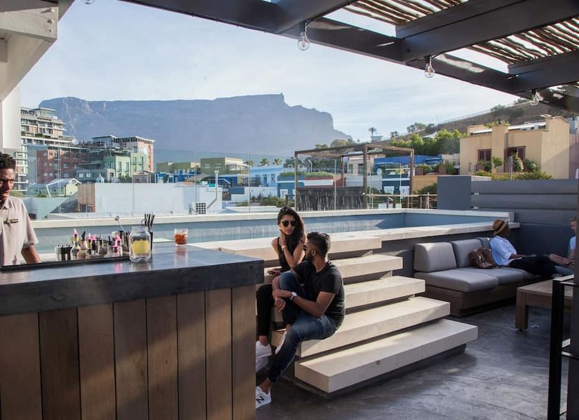 The Grey Hotel Cape Town rooftop bar and lounge with city and mountain views