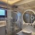 Xenios Dias Boutique Hotel, Litóchoro: modern bathroom with glass shower and illuminated round mirror