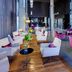 Sercotel Boulevard Vitoria lobby lounge in Vitoria-Gasteiz with white and purple seating and wood flooring