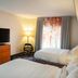 Fairfield Inn & Suites by Marriott Lewisburg room with two beds, TV, dresser, lamp, and window with curtains