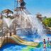 Jungala Hotel at VidantaWorld Riviera Maya in Cancún, water park with slides and splash pool