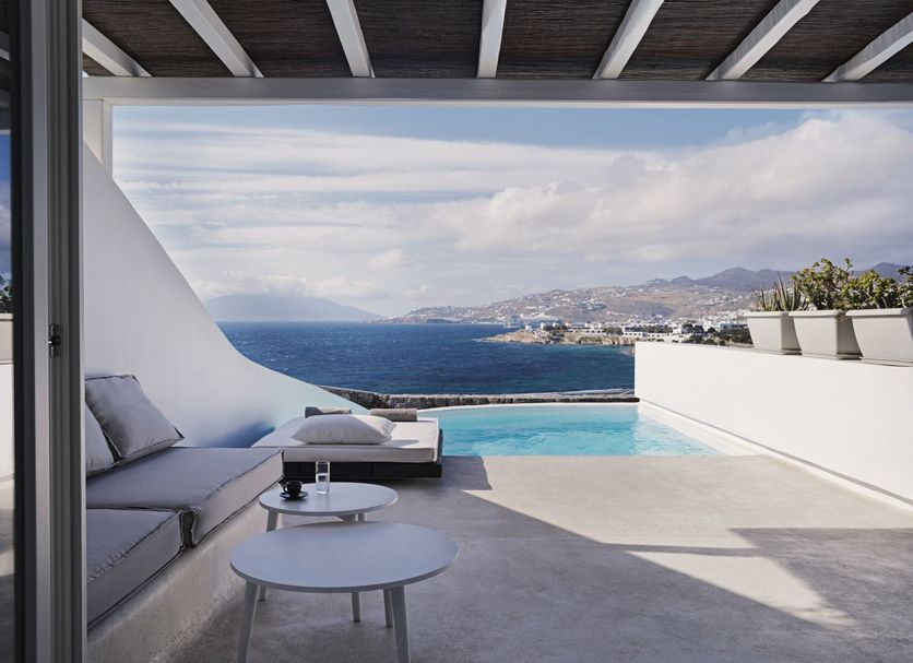 Mykonos Earth Suites in Mykonos with a sea-view terrace and private plunge pool