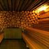 Hotel Smarjeta - Terme Smarjeske Toplice sauna with wooden benches and stacked log wall in Šmarješke Toplice