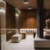 Hotel Arima & Spa in San Sebastian lobby with wood-paneled walls, benches, and soft lighting