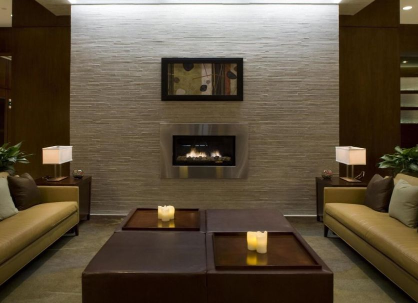 The Westin Reston Heights lobby seating area with fireplace in Reston