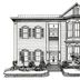 Aerie Bed & Breakfast in New Bern, black-and-white sketch of a two-story house with bay windows