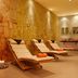 Melia Tortuga Beach in Santa Maria spa lounge with stone wall and reclining massage chairs