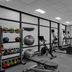Courtyard by Marriott Pittsburgh Airport Settlers Ridge fitness room with treadmills, bike, weights and large windows in Pittsburgh