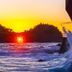Taoya Shirahama Senjyo in Shirahama with ocean sunset and rocky islet view