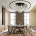 Langham Place, Xiamen dining room with round table, chandelier, and city-view windows