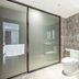 Hanting Hotel Lujiazui South Pudong Road bathroom with walk-in shower, toilet, and vanity in Shanghai