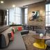 SpringHill Suites by Marriott Minneapolis-St. Paul Airport/Mall of America lobby lounge in Bloomington with seating and brick wall art