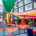 Sun Park Resort, Chandigarh courtyard with pool and colorful canopy decorations