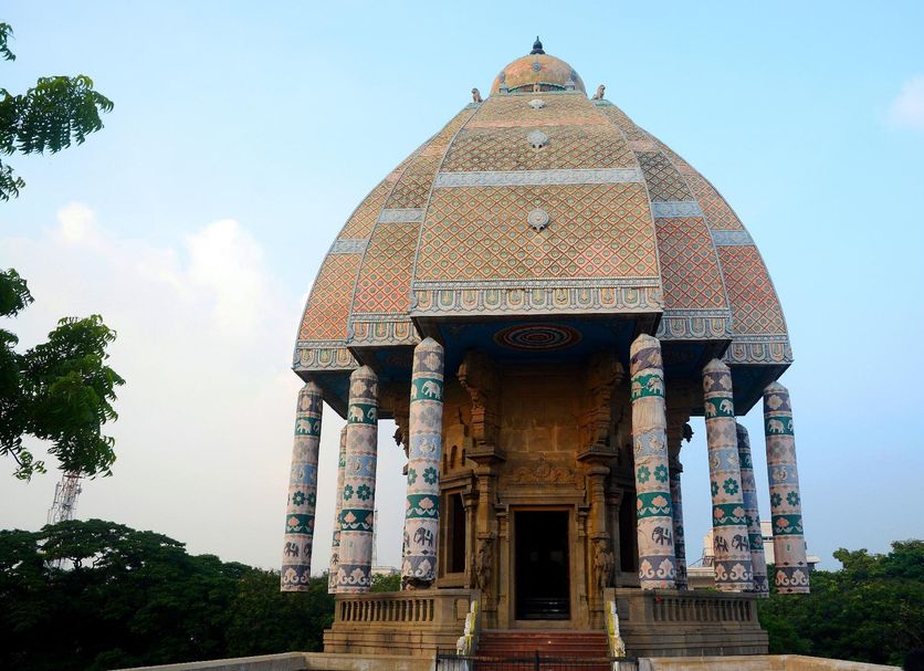 Hotel Maurya International in Chennai featuring a domed, temple-like entrance pavilion with ornate columns