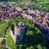 Le Chambard in Kaysersberg-Vignoble with a stone castle tower overlooking the village and vineyards