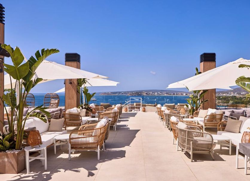 Tomir Portals Suites - Adults Only in Calvià, rooftop terrace with sea view and lounge seating