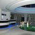 Golden Palas Hotel lobby in Çerkezköy with modern circular reception and blue accent lighting