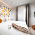 Three Corners Hotel Art Budapest twin room with honeycomb wall art and large window