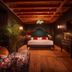 Palma Riad guest room in Palma de Mallorca with canopy bed, wood ceiling, and warm ambient lighting