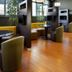 Courtyard by Marriott Pittsburgh Airport Settlers Ridge lounge with round tables, banquettes and chairs in Pittsburgh