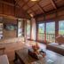 Melia Ba Vi Mountain Retreat lounge with wooden interior and mountain-view balcony in Ba Vi