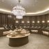 Monarch Plaza Hotel, Taoyuan City: elegant hotel buffet dining room with chandelier and curved serving counters
