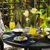 Gatekeeper's Retreat Niagara-on-the-Lake garden patio table set for brunch with drinks and flowers